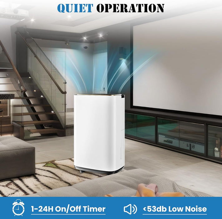 Sybels 50 Pint Dehumidifier with Hose for Basement, 4500 Sq.Ft Home Moisture Remove, 1.58 Gallon Tank, Quiet for Whole House, Bedroom, Bathroom