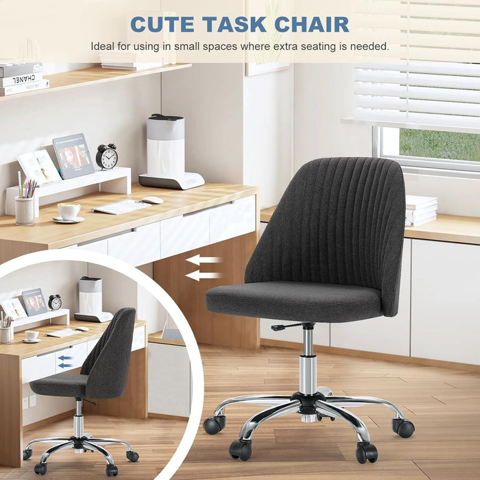 Sybels Modern Office Chair: Armless Swivel Desk Chair with Wheels, Adjustable Height Rolling Task Chair for Home,Dark Gray
