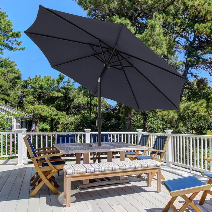 Dozzle 9 ft Patio Umbrella with Tilt & Crank, 8-Rib Outdoor Market Umbrella for Table, Navy Blue