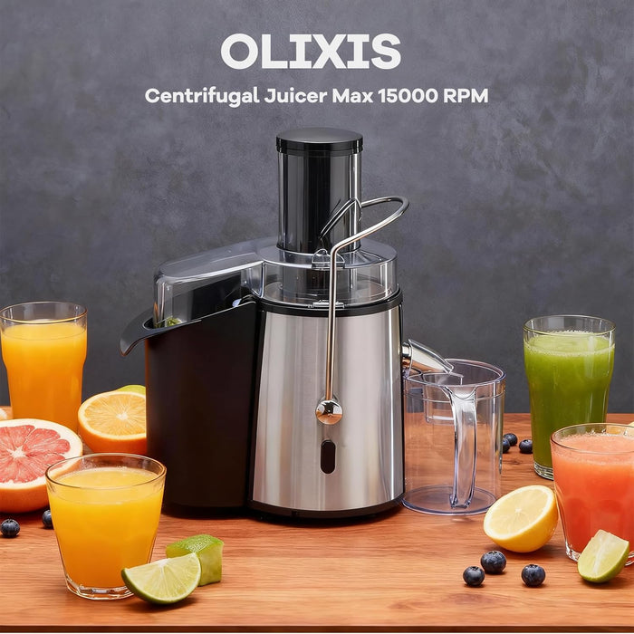 Sybels 700W High-Speed Centrifugal Juicer, 3" Wide Chute for Whole Fruits, 15000 RPM Maximum, BPA-Free, Easy to Clean, Silver