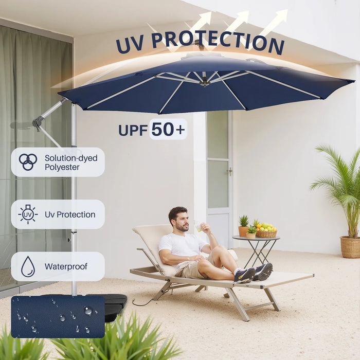10FT Offset Patio Umbrella, Hanging Cantilever Outdoor Sun Shade with UV Protection for Backyard, Lawn, Garden and Pool