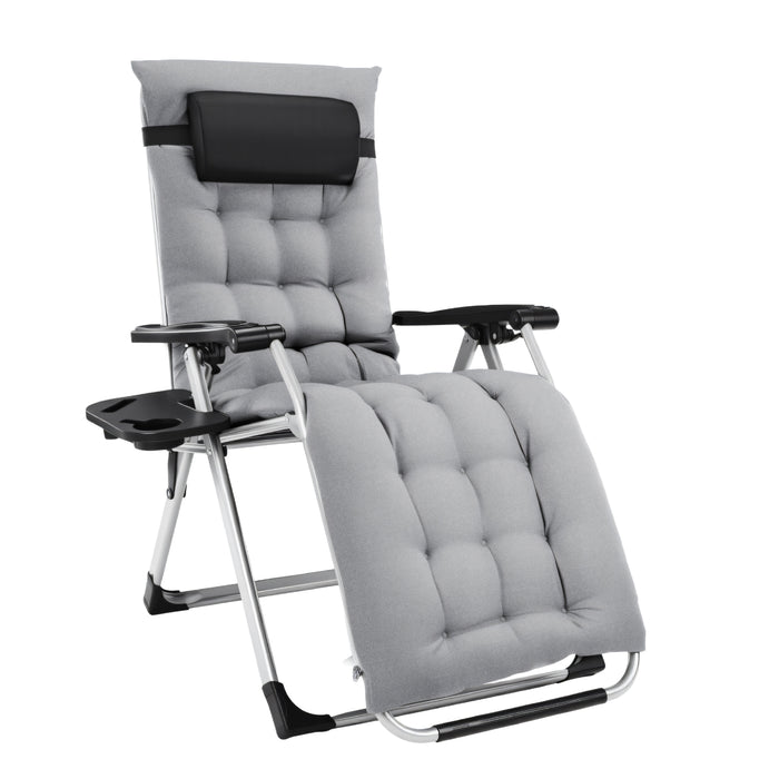 Dozzle Zero Gravity Heavy-Duty Recliner Chair with Enhanced Padded Cushion & Detachable Cup Holder, Foldable Reclining Lounge Chair for Patio, Indoor, Camping, and Beach