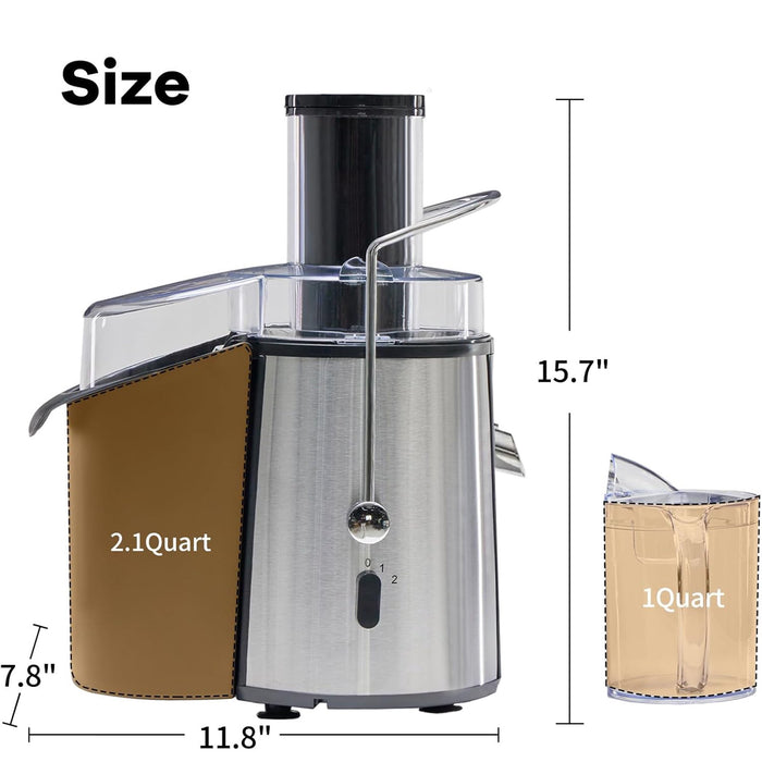 Sybels 700W High-Speed Centrifugal Juicer, 3" Wide Chute for Whole Fruits, 15000 RPM Maximum, BPA-Free, Easy to Clean, Silver