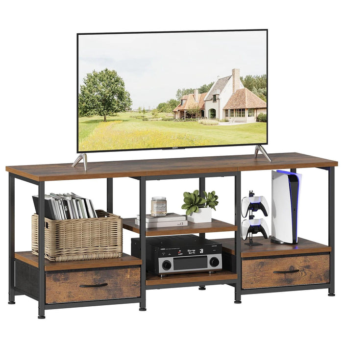 Taoset Industrial TV Stand with Storage Drawers, Charging Station, 47 Inch Wide Entertainment Center for Living Room