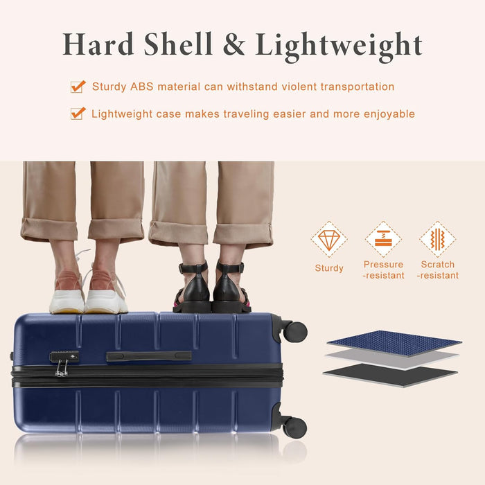Sybels 3-PCS Set (20/24/28 Inch) Inch Carry On Luggage, Hard Shell Expandable Suitcase with TSA Lock and Double Spinner Wheels, Black