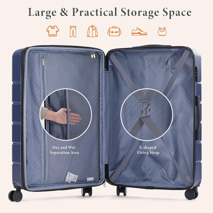 Sybels 20 Inch Carry On Luggage, Hard Shell Expandable Suitcase with TSA Lock and Double Spinner Wheels, Blue