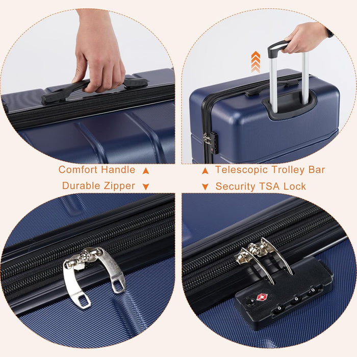 Sybels 3-PCS Set (20/24/28 Inch) Inch Carry On Luggage, Hard Shell Expandable Suitcase with TSA Lock and Double Spinner Wheels, Black