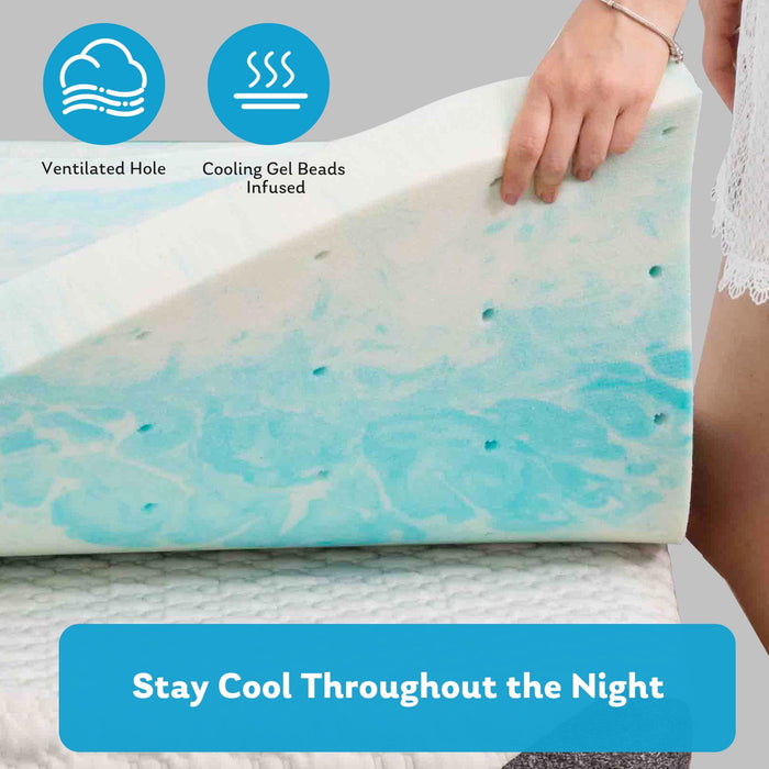 Beddle Cooling Gel-infused Memory Foam Mattress Topper for Pressure Relief