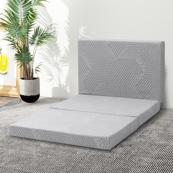 Folding Mattress 4 Inch Tri Folding Memory Foam Mattress, Portable Trifold Mattress Topper with Breathable Cover, Foldable Floor Mattress Guest Bed for Camping, Travel, FULL