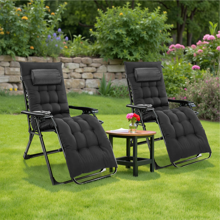 TINKLE WELL Zero Gravity Camping Chair with Armrests, Folding Outdoor Chair Includes Cushion, Headrest, Footrest, and Storage Cup Holder