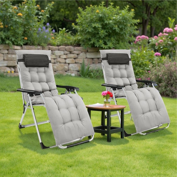 TINKLE WELL Zero Gravity Camping Chair with Armrests, Folding Outdoor Chair Includes Cushion, Headrest, Footrest, and Storage Cup Holder
