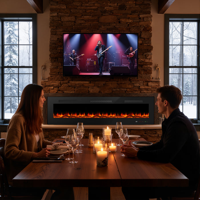Simenmax 42’’ Electactic Fireplace,1500W Wall Mounted Recessed Electric Fireplace,Touch Screen & Remote Control,Ultra Thin & Low Noise for Living Room, Bedroom, Office