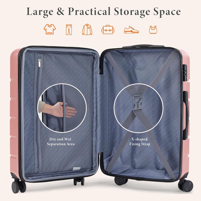 Sybels 3-PCS Set (20/24/28 Inch) Inch Carry On Luggage, Hard Shell Expandable Suitcase with TSA Lock and Double Spinner Wheels, Pink