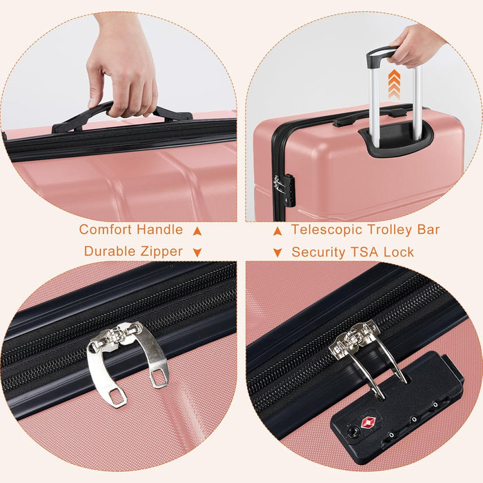 Sybels 28 Inch Carry On Luggage, Hard Shell Expandable Suitcase with TSA Lock and Double Spinner Wheels, Pink