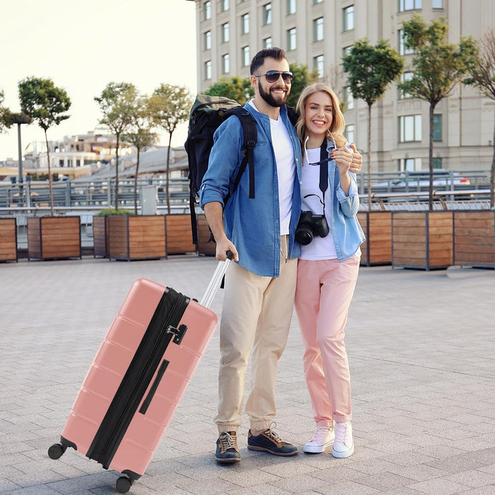 Sybels 3-PCS Set (20/24/28 Inch) Inch Carry On Luggage, Hard Shell Expandable Suitcase with TSA Lock and Double Spinner Wheels, Pink