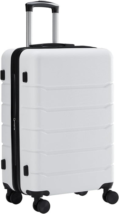 Sybels 20 Inch Carry On Luggage, Hard Shell Expandable Suitcase with TSA Lock and Double Spinner Wheels, White
