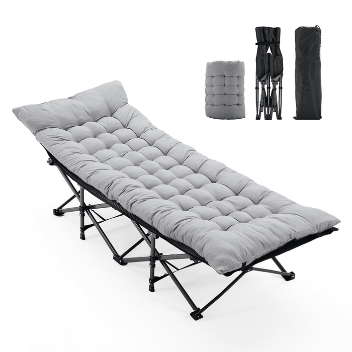 Betcozy Camping Cot, Portable Folding Bed Cot for Rest, 1200D Double Layer Oxford, Gray