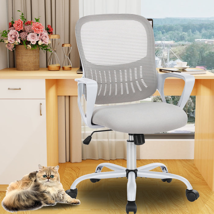 TINKLE WELL Ergonomic Office Chair, Comfortable Home Office Chair with Lumbar Support Computer Chair with Adjustable Height, Gray Reclining Desk Chair