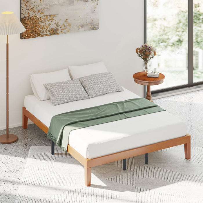 Taoset Solid Wood Bed Frame, Natural Pine King Bed Frame with Non-Slip Wood Slats Support, Stylish Heavy Duty Platform Bed Frame Mattress Foundation, Easy Assembly
