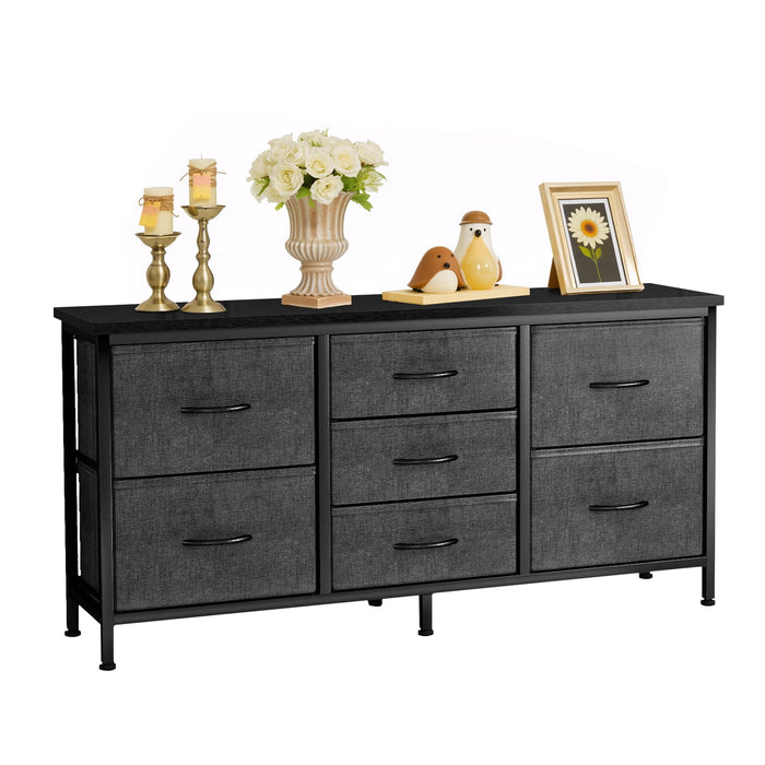 Simenmax 7-Drawer Fabric TV Stand & Storage Dresser – Versatile Media Console for Living Room, Bedroom, and Small Spaces, Gray