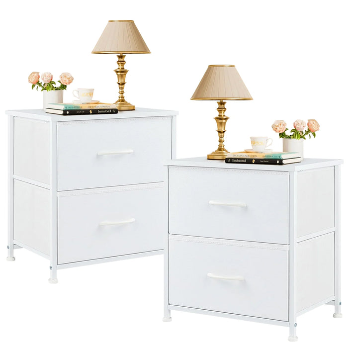 Beddle Nightstand, End Table Side Table with 2 Fabric Drawers Bedside Table for Bedroom, Dorm
