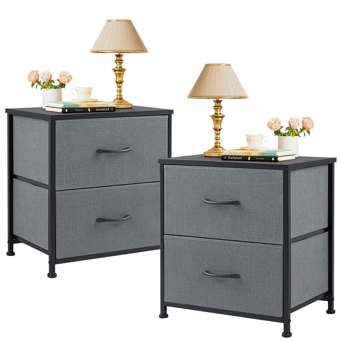 Beddle Nightstand, End Table Side Table with 2 Fabric Drawers Bedside Table for Bedroom, Dorm