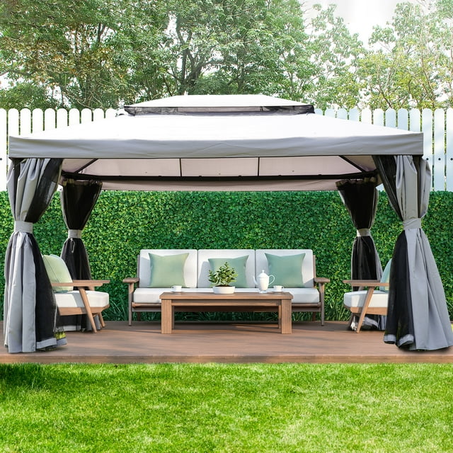 Betcozy  Patio Gazebo,Outdoor Pergola 10x13 Gazebo for Patios Outdoor Gazebo with Mosquito Netting and Curtains Outdoor Patio Canopy for Deck Backyard Garden Lawns