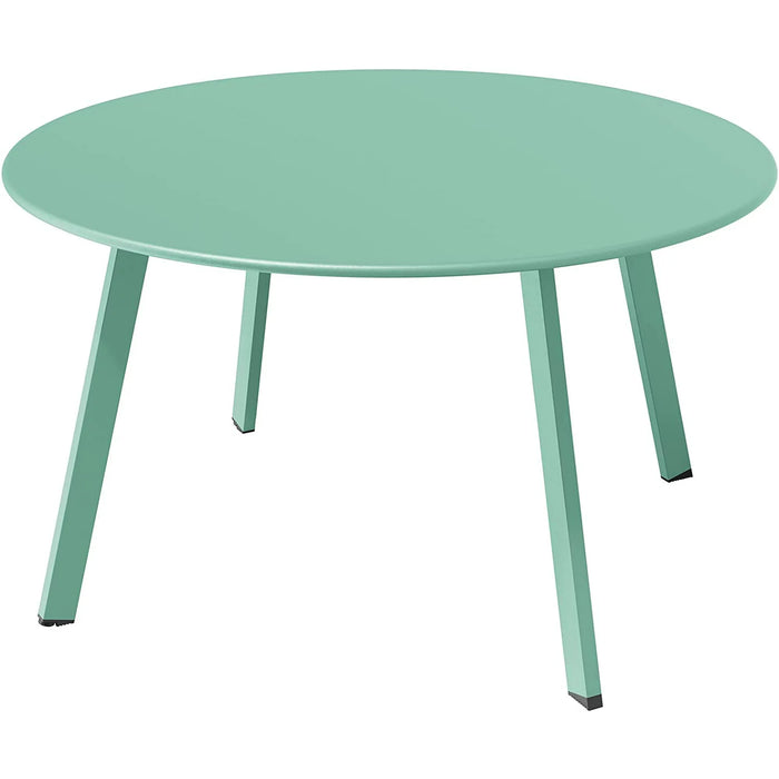 Mydepot Round Steel Patio Coffee Table, Weather Resistant Outdoor Large Side Table