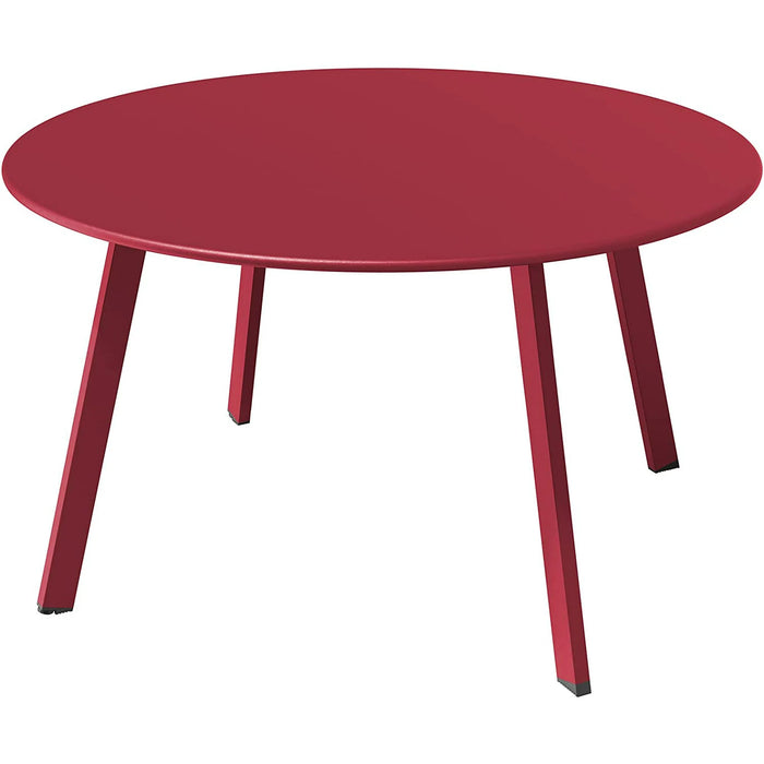 Stylish & Weather-resistant Round Steel Outdoor Coffee Table, Red