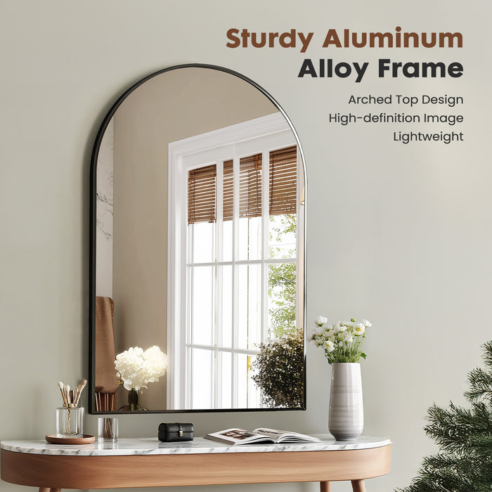Simenmax 20''x30'' Arched Mirror, Wall Mounted Mirror Bathroom Mirror for Bathroom, Bedroom, Entryway, Living Room Wall Decor,Black