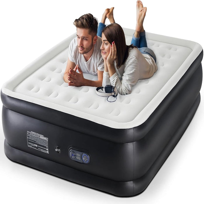 TINKLE WELL Air Mattress with Built-in Pump Waterproof Inflatable Bed Portable Blow-Up Airbed for Home Camping and Guest Use