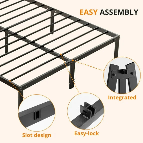 Sybels Twin Size High Platform Bed Frame with Under Bed Storage Space