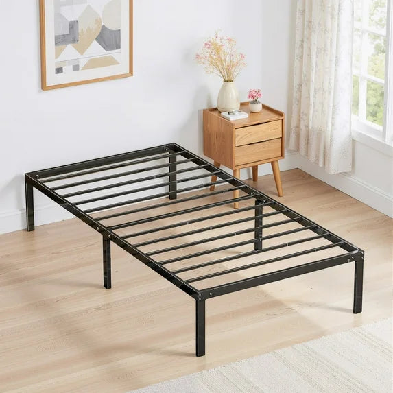 Sybels Twin Size High Platform Bed Frame with Under Bed Storage Space