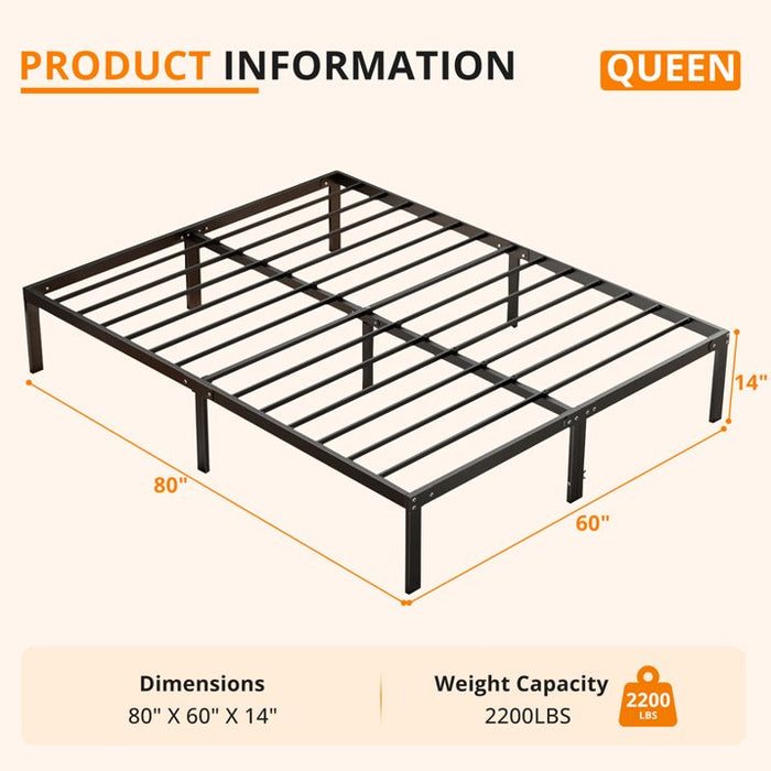 Sybels Queen Size High Platform Bed Frame with Under Bed Storage Space