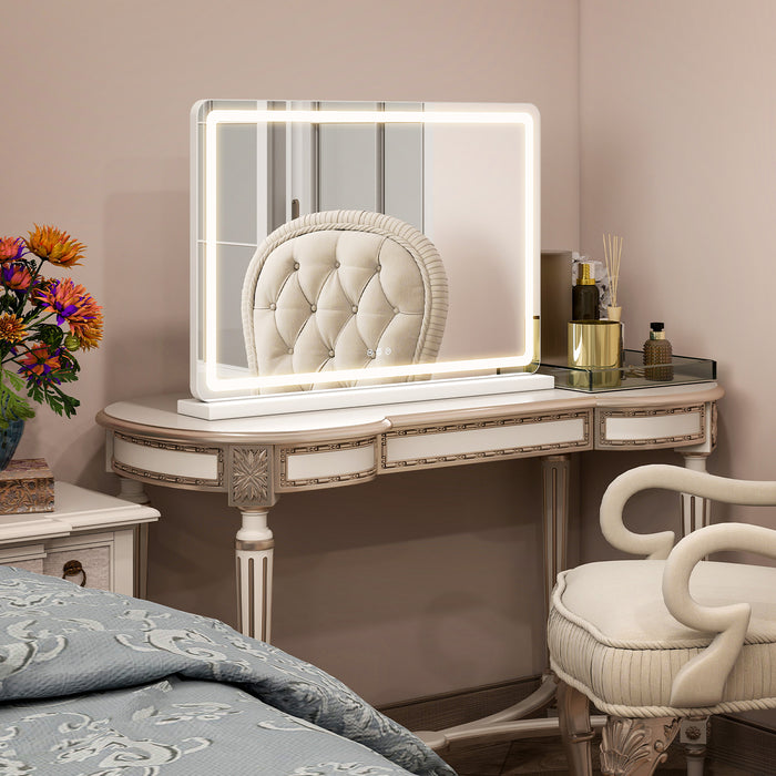 Simenmax 17" x 13" Vanity Mirror with Lights, LED Makeup Mirror with Touch Control, Dimmable 3 Color Lighting Modes for Bathroom, Bedroom, Dressing Room