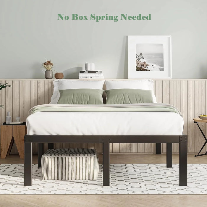 Beddle Bed Frame, 14" Heavy Duty Metal Platform with Storage Space No Box Spring Needed, Black