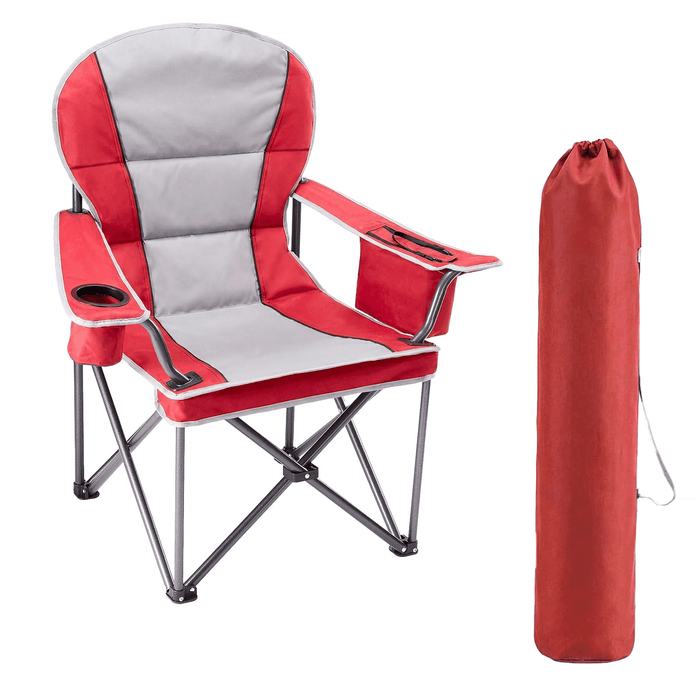 Betcozy Oversized Folding Camping Chair- 500 lbs Heavy-Duty Support , Ultra-Comfortable Design for Adults, Includes Cooler Bag for Outdoor Lawn, Sports & Travel, Red, 1 PCS