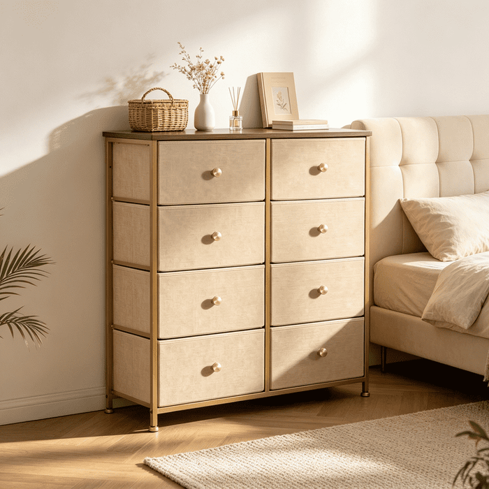 Betcozy 8-Drawer Dresser, Clothes Dresser Tower & Classification Storage for Bedroom, Living Room, Khaki