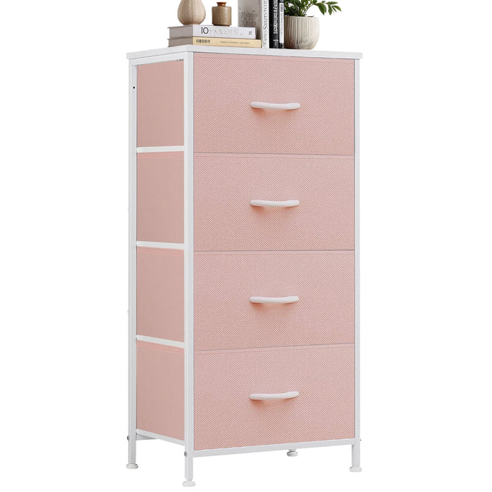 Betcozy Dresser, Storage Organizer with 4 Drawers for Bedroom, Nightstands with Sturdy Metal Frame, Wood Tabletop for LivingRoom, Entryway,Pink