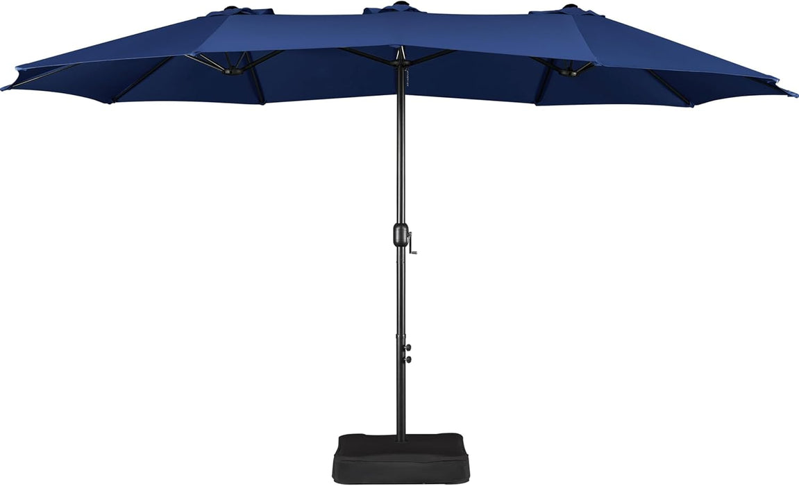 TINKLE WELL 15ft Patio Umbrella with Base, Large Rectangle Outdoor Umbrella for Deck, Backyard & Market