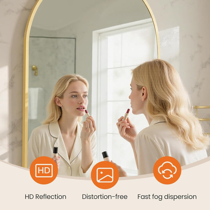 TINKLE WELL Black Arch Wall Mirror, Rust-Resistant Aluminum Frame for Bathroom, Bedroom, and Living Room