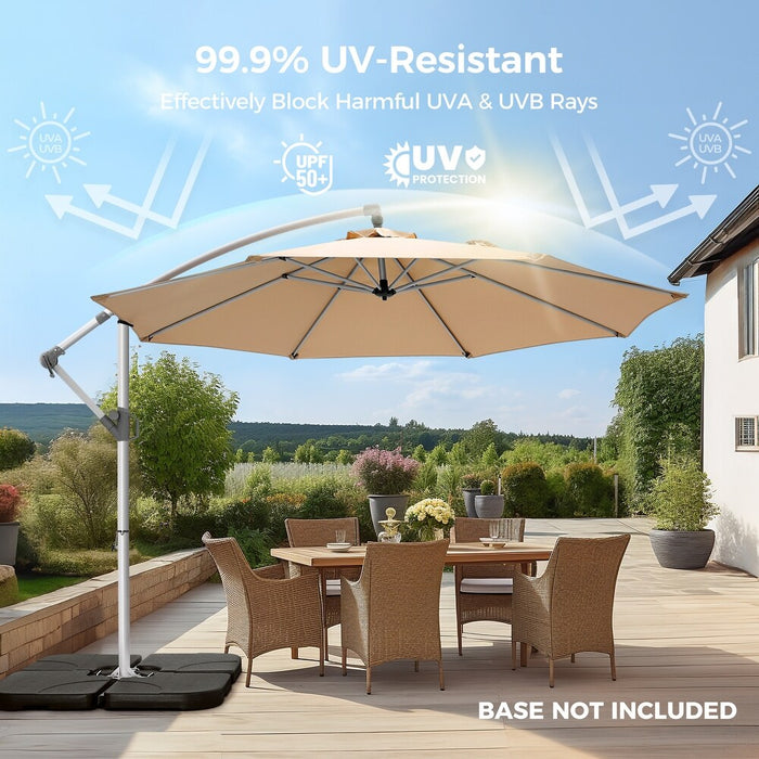 Sybels 10ft Offset Hanging Patio Umbrella, Cantilever Design with Tilt & Crank for Poolside