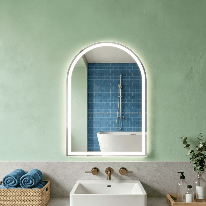 Blorly LED Arch Bathroom Mirror with Backlit, Modern Arched Vanity Mirror with Smart Anti-Fog & Dimming, Elegant Arched Wall Mirror for Entryway & Bathroom (24x32 Inch)