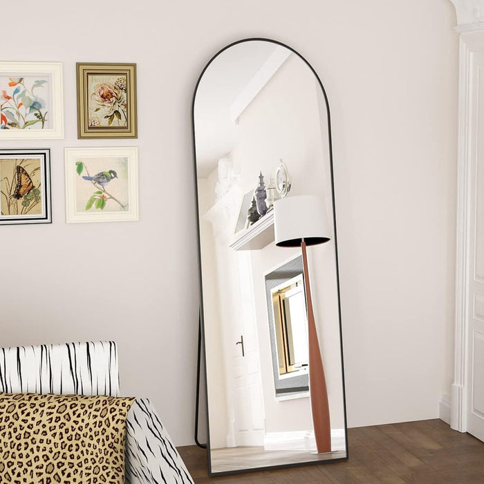 Simenmax Arched Full Length Mirror, Full Body Floor Mirror with Stand,Black, 59"x16"
