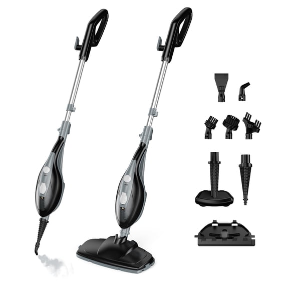 Steam Mop, Convertible Handheld Steam Cleaner with 25-Second Heat-Up, Washable Pads, Multi-Surface Cleaning, Gray