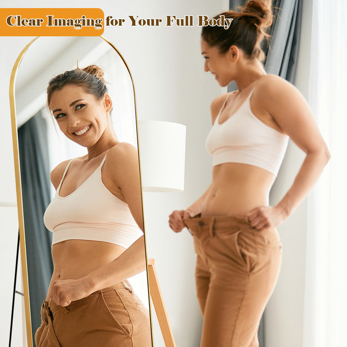 Smiaoer Arched Floor Mirror for Standing, Leaning, or Hanging in Bedroom, Living Room, or Entryway