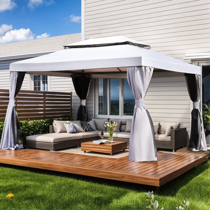 Taoset IULULU 10鈥?x 13鈥?Outdoor Pavilion Gazebo, Mosquito Netting and Zippered Curtains