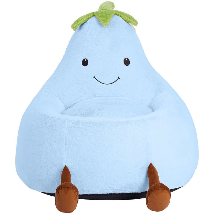 Simenmax 31'' Bean Bag Chair, Plush Rabbit Fur L-Shape Lounger, Washable Stuffed Sofa for Living Room, Bedroom & Reading Nook,Blue