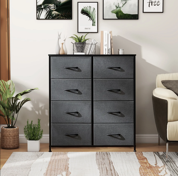 8 Drawers Dresser for Bedroom with Metal Frame, Wood Tabletop, Storage Chest Drawers