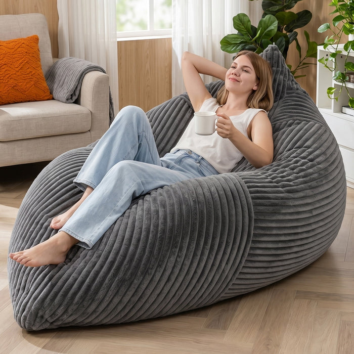 3-in-1 Oversized Bean Bag Chair, Multi-functional Lounge Sofa for Home Leisure, Gray
